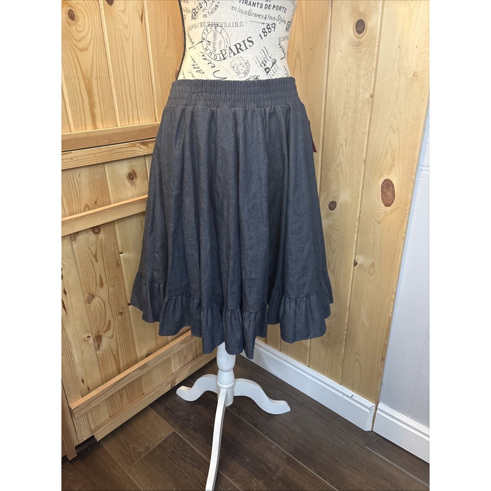 Vintage NWT Square Up Denim Western Circle Skirt Dancing Small Festival Boho